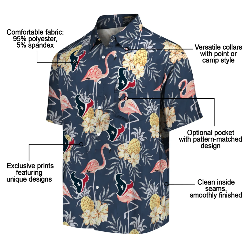 Houston Texans Hawaiian Shirt - Flamingo Hibiscus houston texans flamingo hibiscus navy hawaiian shirts new arrival