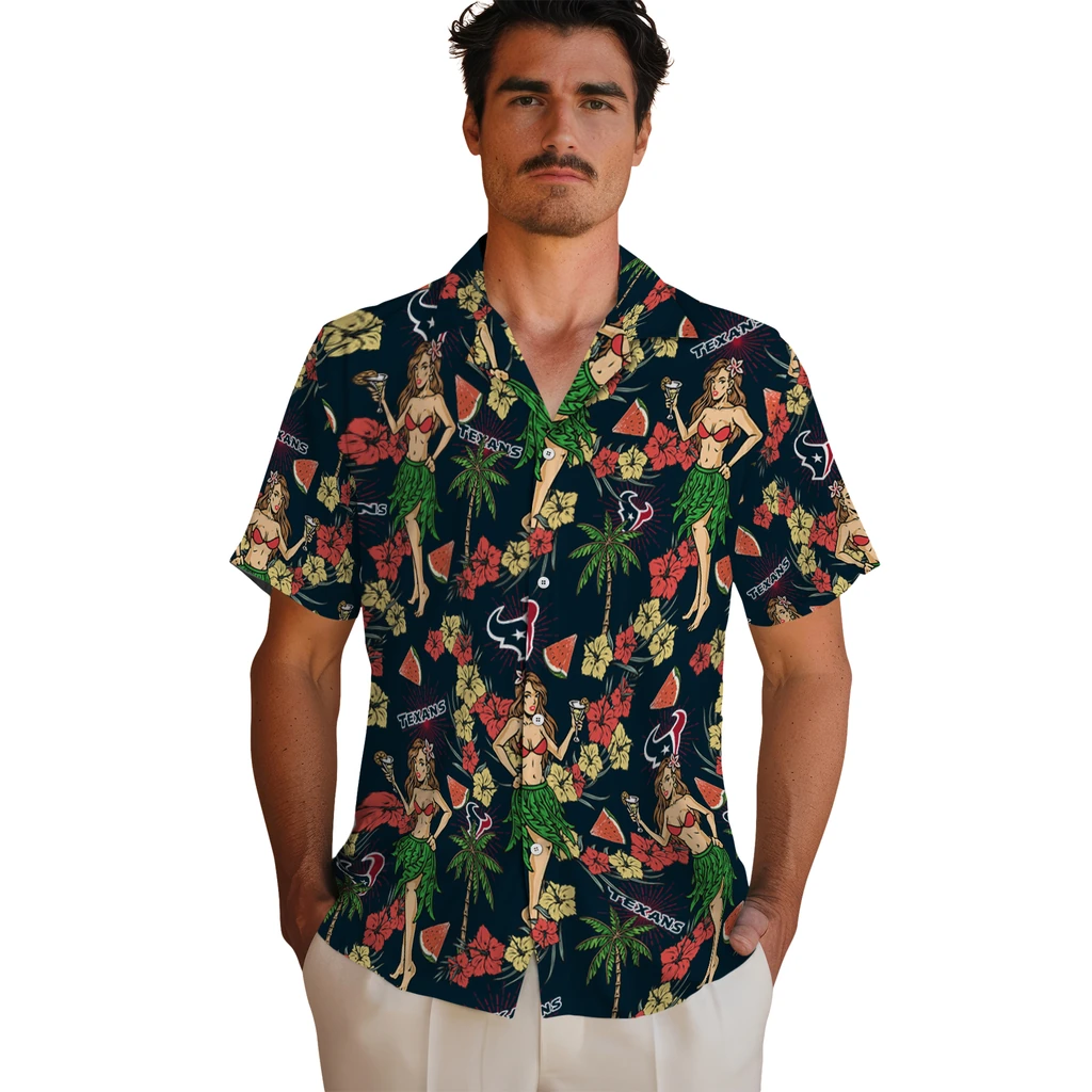 Houston Texans Hawaiian Shirt - Hawaiian Girls Design houston texans hawaiian girls design blue hawaiian shirts fashion forward