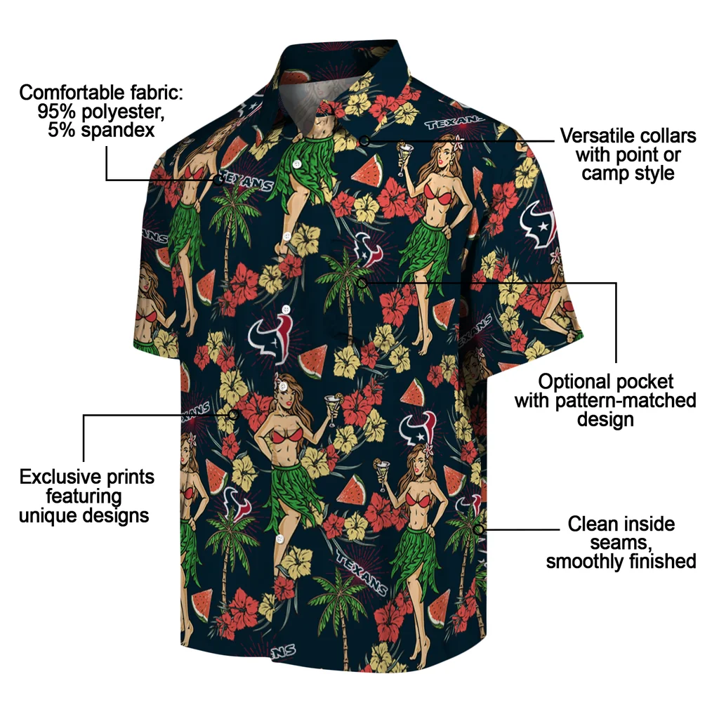 Houston Texans Hawaiian Shirt - Hawaiian Girls Design houston texans hawaiian girls design blue hawaiian shirts new arrival