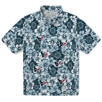 houston texans hibiscus blooms blue hawaiian shirts best selling