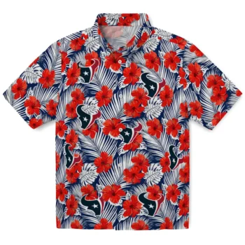houston texans hibiscus fiesta red royal blue hawaiian shirts best selling