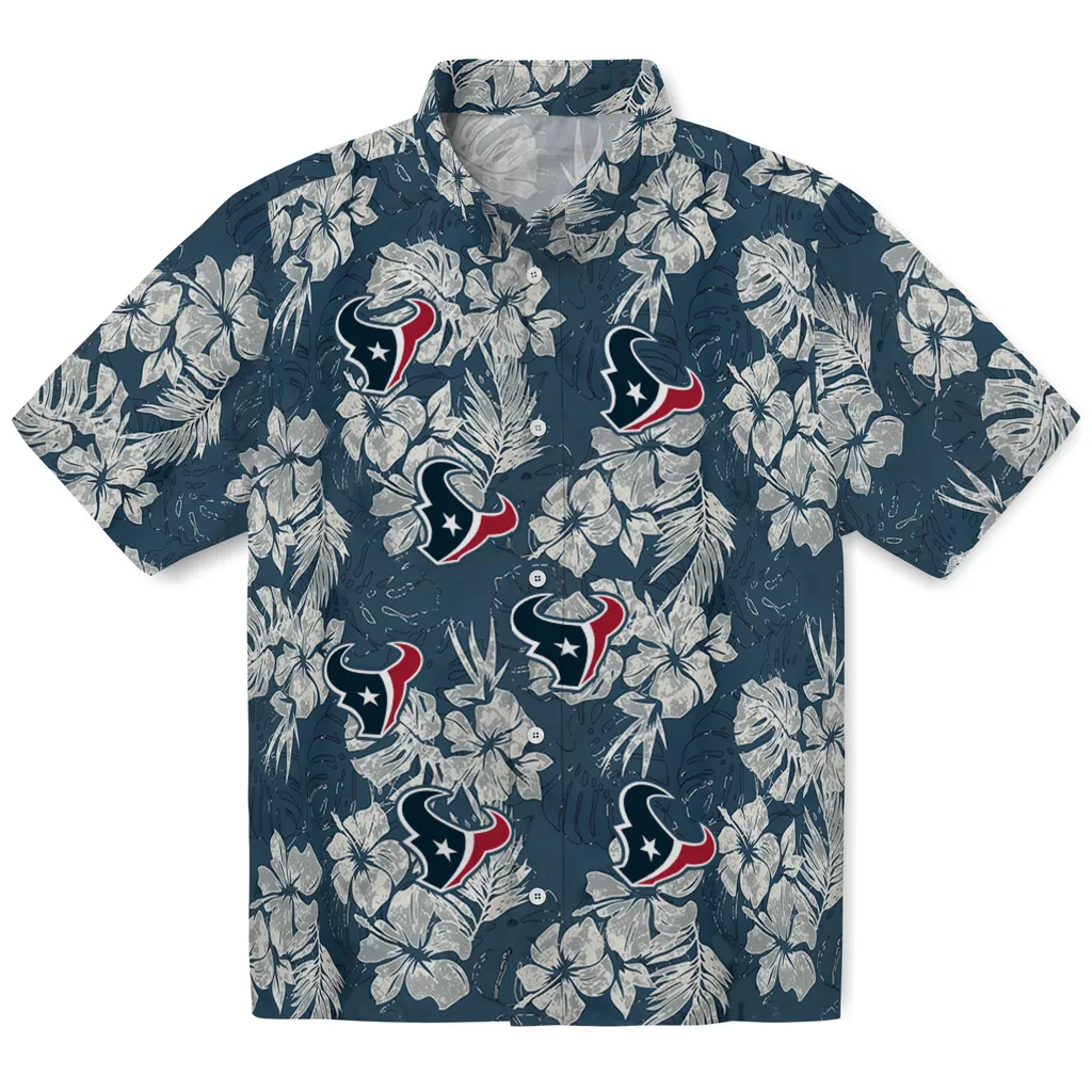 Houston Texans Hawaiian Shirt - Hibiscus Flowers houston texans hibiscus flowers navy blue hawaiian shirts best selling