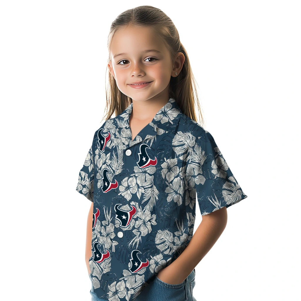 Houston Texans Hawaiian Shirt - Hibiscus Flowers houston texans hibiscus flowers navy blue hawaiian shirts premium grade