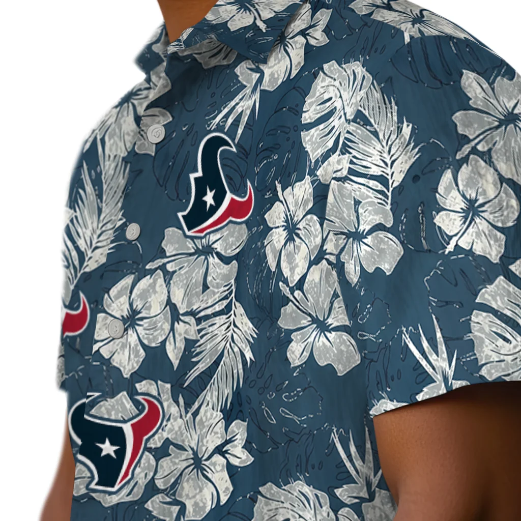 Houston Texans Hawaiian Shirt - Hibiscus Flowers houston texans hibiscus flowers navy blue hawaiian shirts trendy