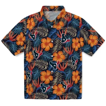 houston texans hibiscus foliage hawaiian shirts best selling