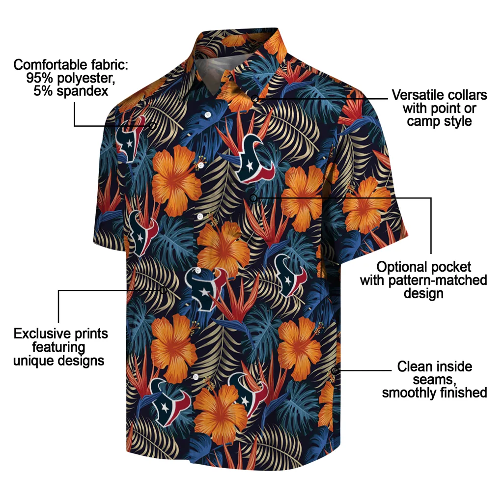 Houston Texans Hawaiian Shirt - Hibiscus Foliage houston texans hibiscus foliage hawaiian shirts new arrival
