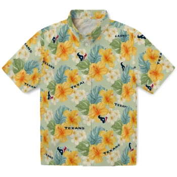 houston texans hibiscus mood pale lime yellow hawaiian shirts best selling