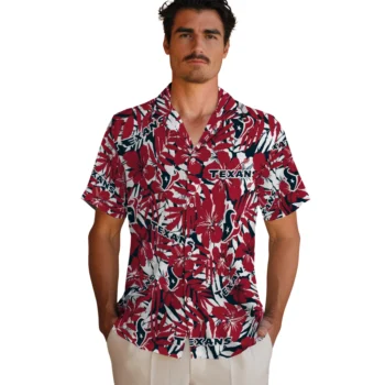 houston texans hibiscus overlay hawaiian shirts fashion forward
