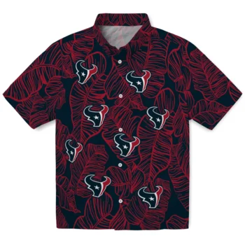 houston texans leaf outline blue hawaiian shirts best selling