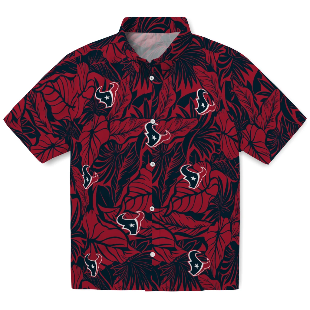 Houston Texans Hawaiian Shirt - Monstera Layer houston texans monstera layer blue hawaiian shirts best selling
