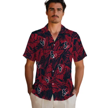 houston texans monstera layer blue hawaiian shirts fashion forward