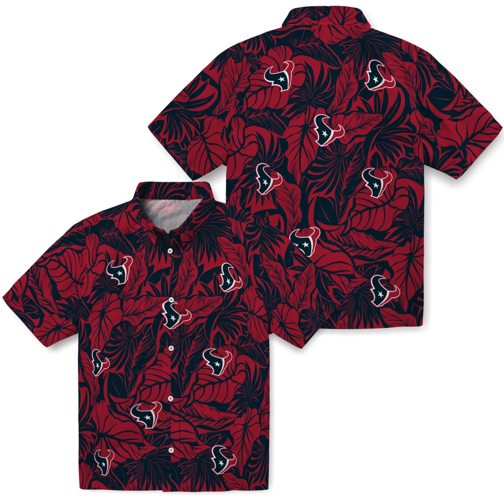 Houston Texans Hawaiian Shirt - Monstera Layer houston texans monstera layer blue hawaiian shirts high quality