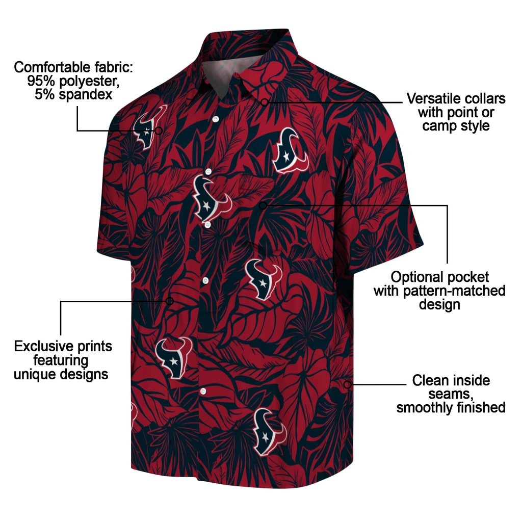 Houston Texans Hawaiian Shirt - Monstera Layer houston texans monstera layer blue hawaiian shirts new arrival