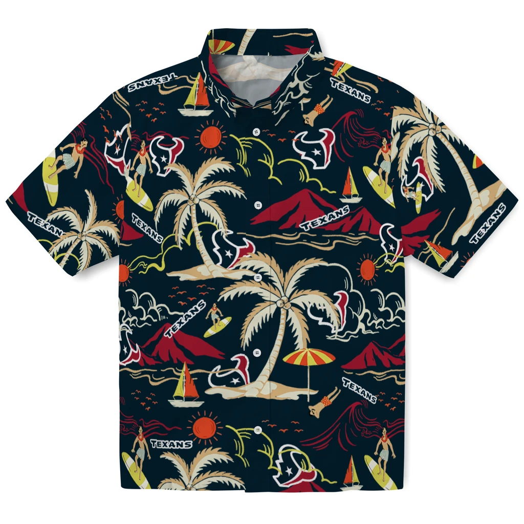 Houston Texans Hawaiian Shirt - Palm Tree Island houston texans palm tree island blue hawaiian shirts best selling