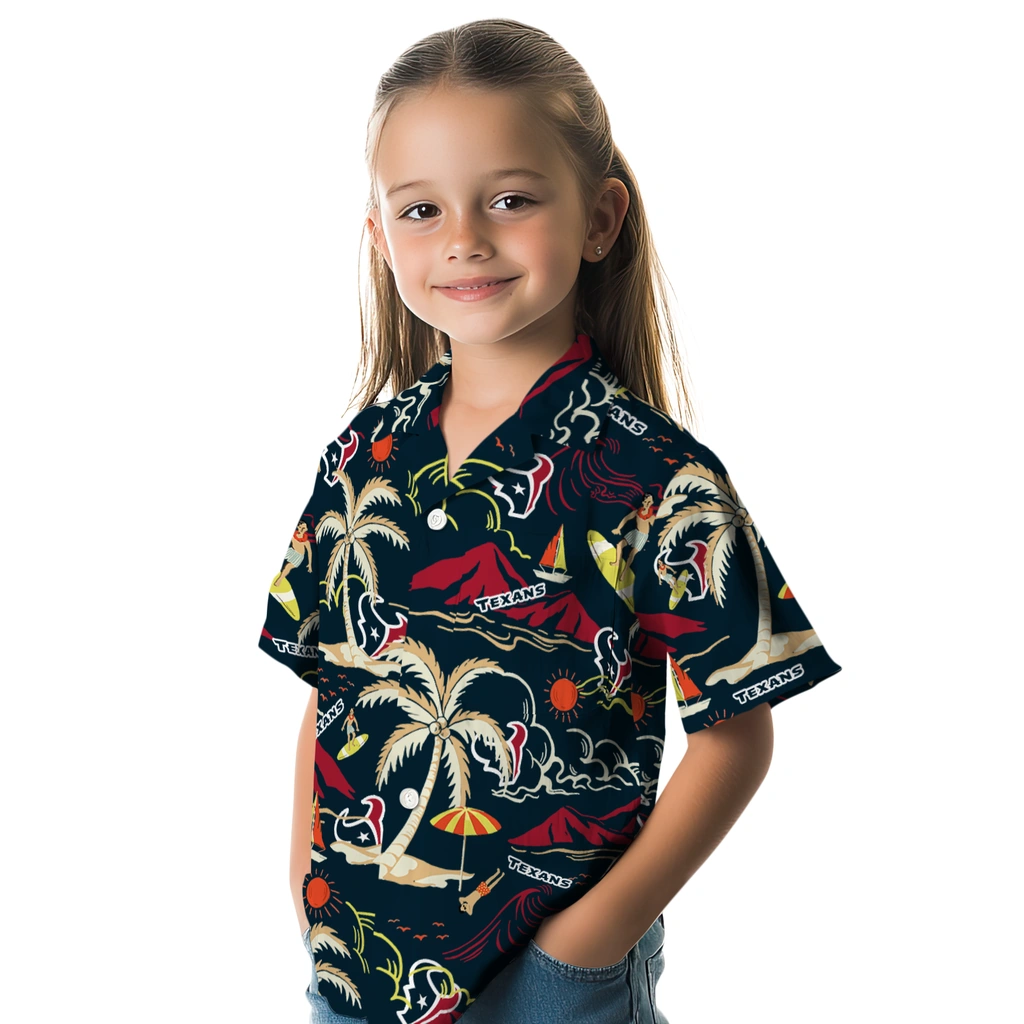 Houston Texans Hawaiian Shirt - Palm Tree Island houston texans palm tree island blue hawaiian shirts premium grade
