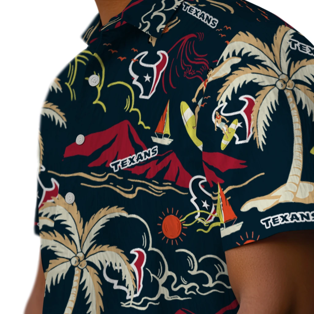 Houston Texans Hawaiian Shirt - Palm Tree Island houston texans palm tree island blue hawaiian shirts trendy