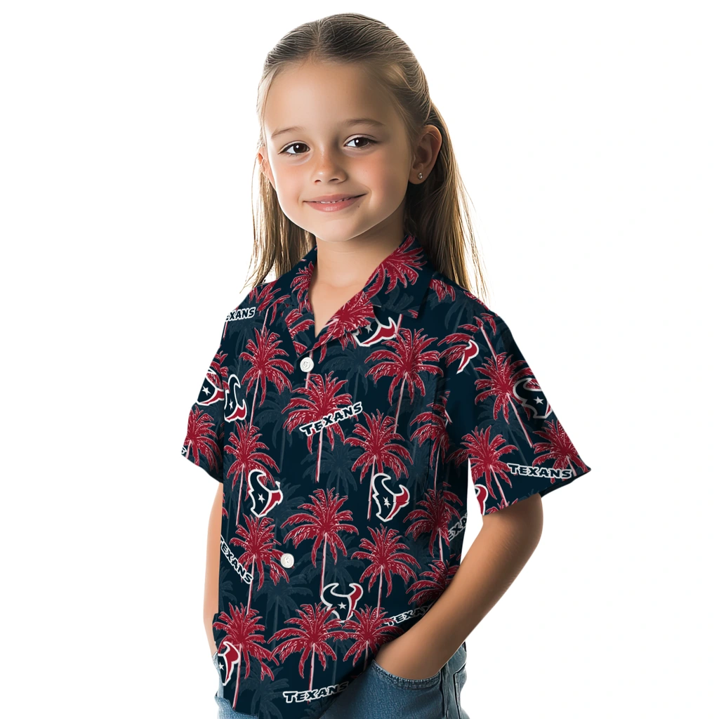 Houston Texans Hawaiian Shirt - Palm Tree Motif houston texans palm grove blue hawaiian shirts premium grade