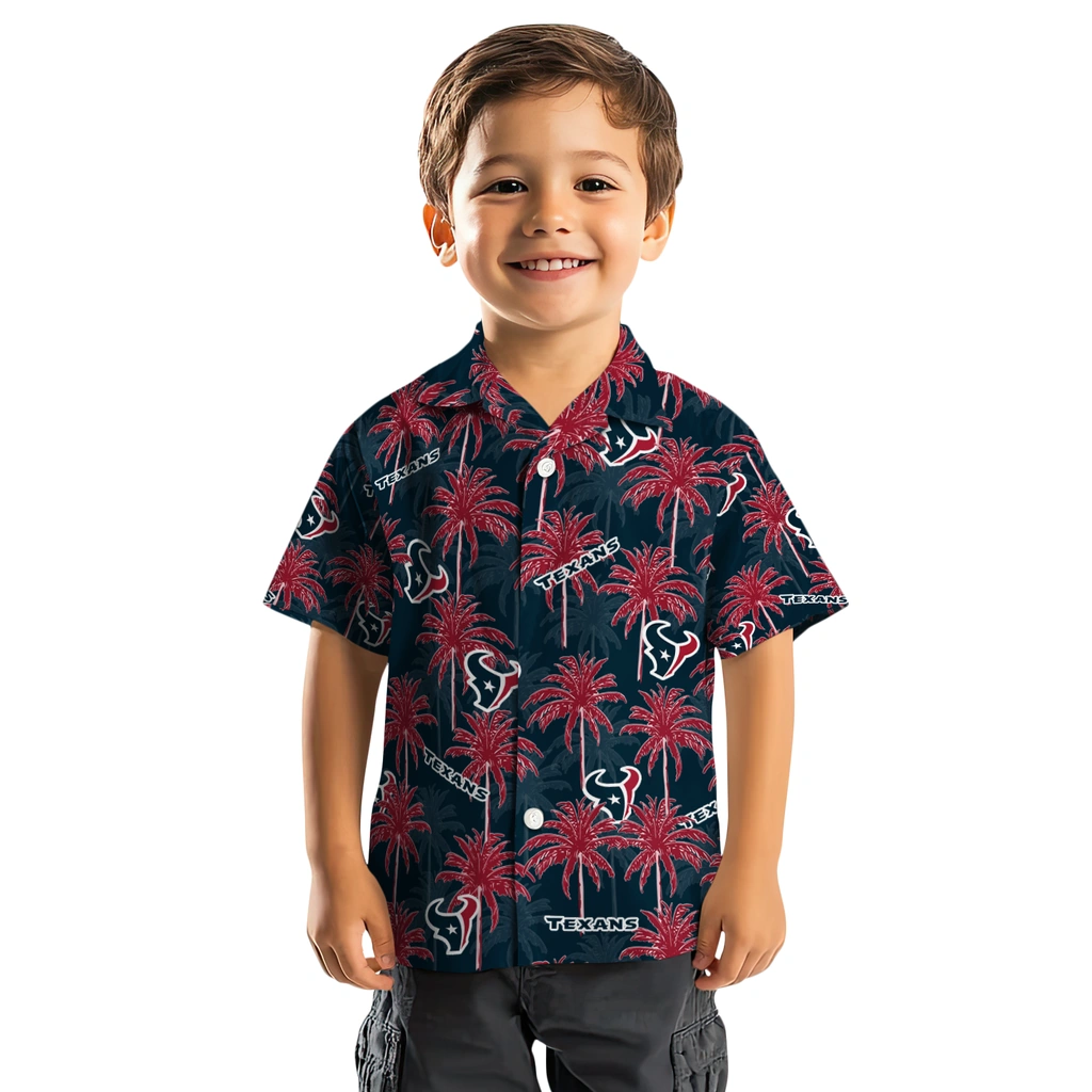 Houston Texans Hawaiian Shirt - Palm Tree Motif houston texans palm grove blue hawaiian shirts top rated