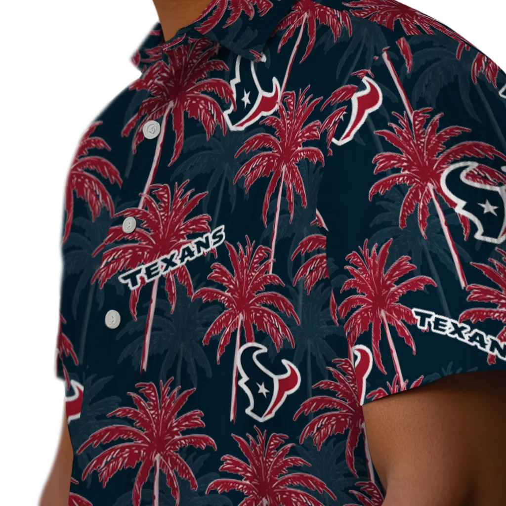 Houston Texans Hawaiian Shirt - Palm Tree Motif houston texans palm grove blue hawaiian shirts trendy