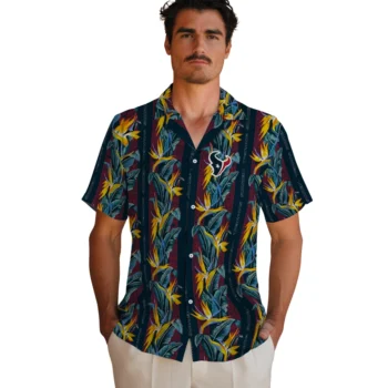 houston texans paradise vines blue hawaiian shirts fashion forward