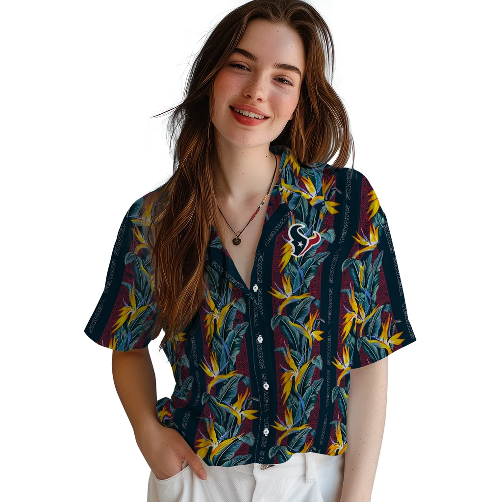 Houston Texans Hawaiian Shirt - Paradise Vines houston texans paradise vines blue hawaiian shirts latest model