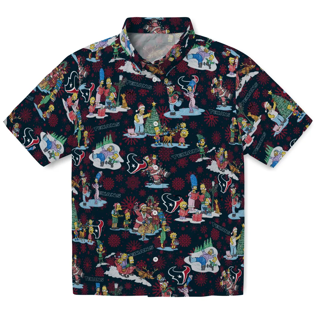 Houston Texans Hawaiian Shirt - Simpsons Christmas houston texans simpsons christmas blue hawaiian shirts best selling