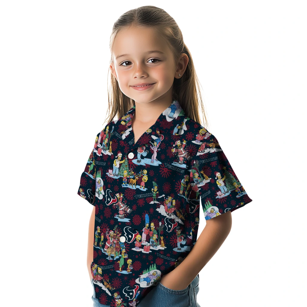 Houston Texans Hawaiian Shirt - Simpsons Christmas houston texans simpsons christmas blue hawaiian shirts premium grade