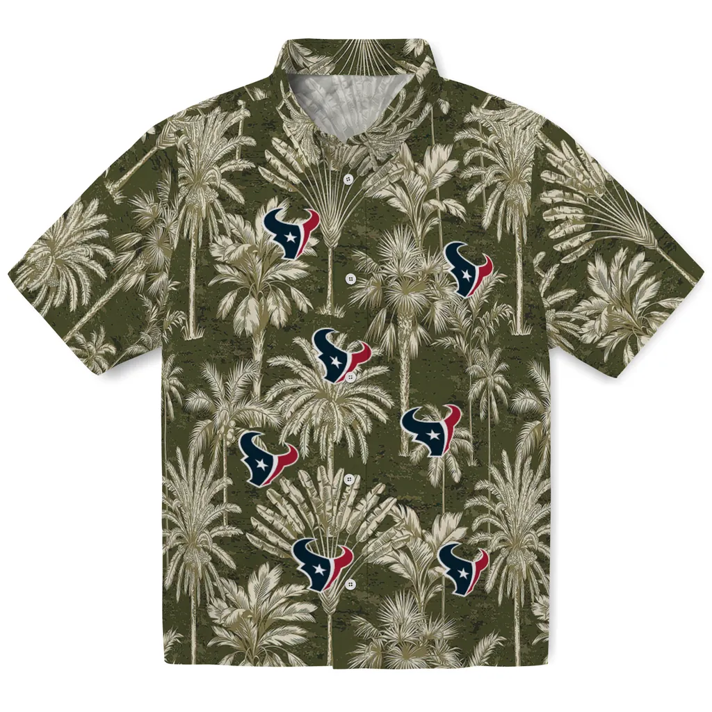 Houston Texans Hawaiian Shirt - Vintage Palm Tree houston texans palm shadows blue hawaiian shirts best selling