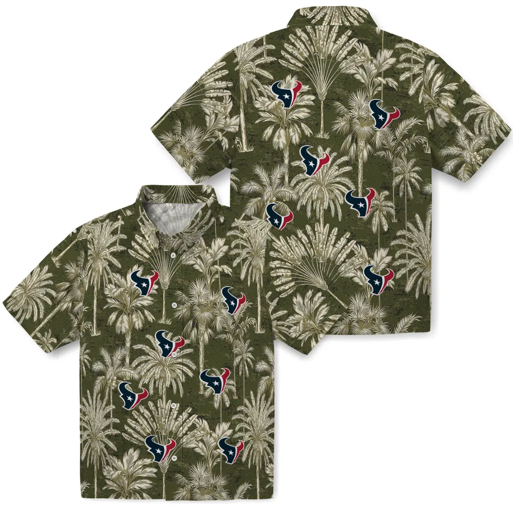 Houston Texans Hawaiian Shirt - Vintage Palm Tree houston texans palm shadows blue hawaiian shirts high quality