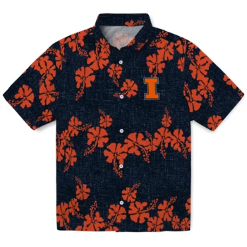 illinois fighting illini hibiscus petals blue hawaiian shirts best selling