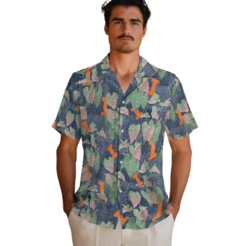 illinois fighting illini anthurium overlay blue hawaiian shirts fashion forward