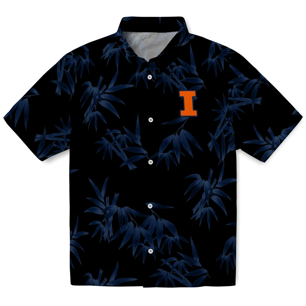 Illinois Fighting Illini Hawaiian Shirt - Bamboo Branches illinois fighting illini bamboo branches blue black hawaiian shirts best selling