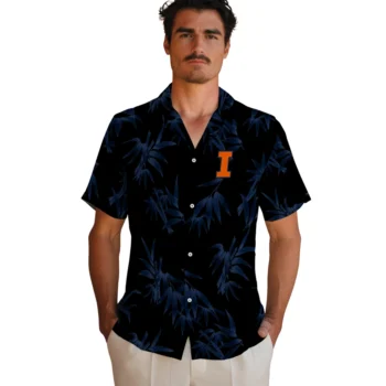 illinois fighting illini bamboo branches blue black hawaiian shirts fashion forward
