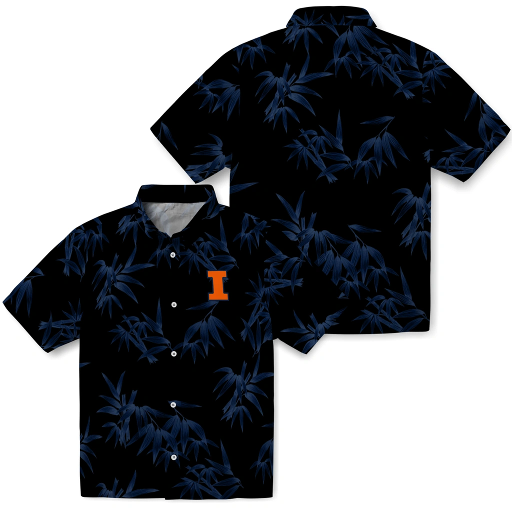 Illinois Fighting Illini Hawaiian Shirt - Bamboo Branches illinois fighting illini bamboo branches blue black hawaiian shirts high quality