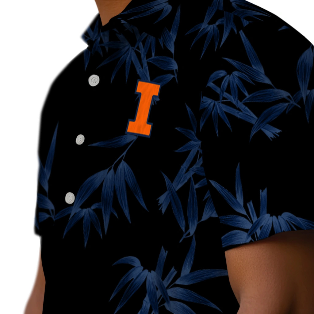 Illinois Fighting Illini Hawaiian Shirt - Bamboo Branches illinois fighting illini bamboo branches blue black hawaiian shirts trendy