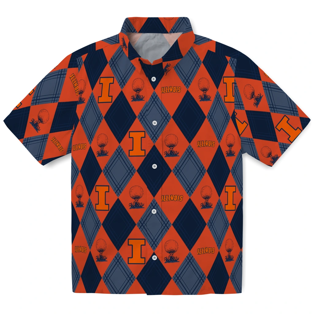 Illinois Fighting Illini Hawaiian Shirt - Golfing Plaid illinois fighting illini balloon plaid blue hawaiian shirts best selling