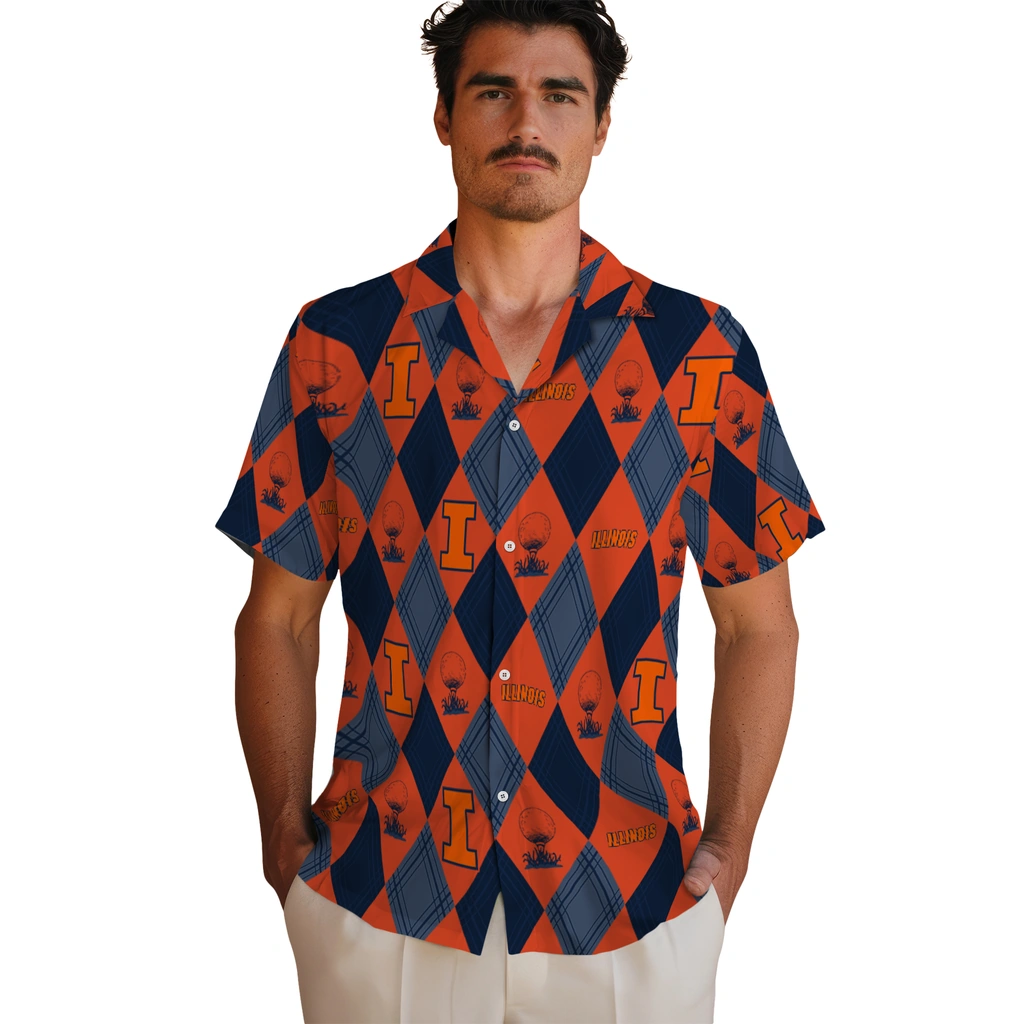 Illinois Fighting Illini Hawaiian Shirt - Golfing Plaid illinois fighting illini balloon plaid blue hawaiian shirts fashion forward