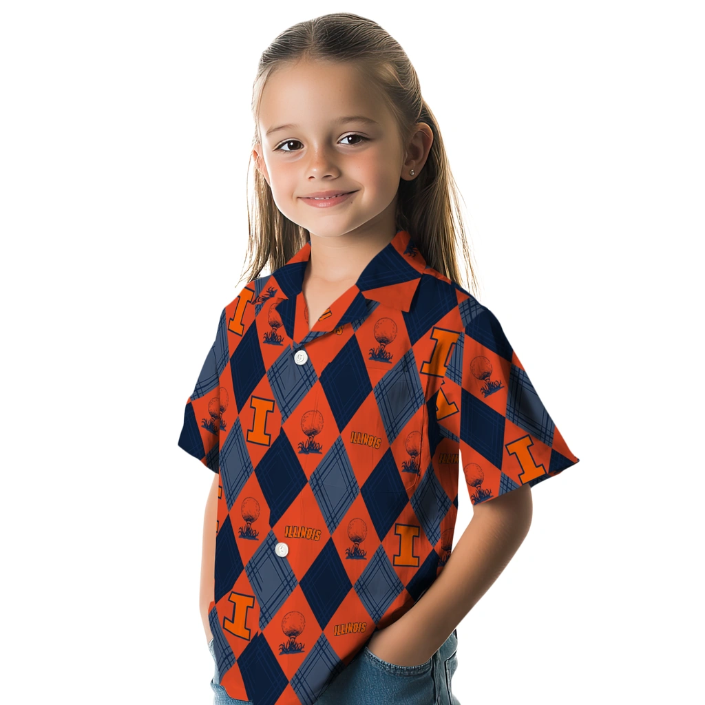 Illinois Fighting Illini Hawaiian Shirt - Golfing Plaid illinois fighting illini balloon plaid blue hawaiian shirts premium grade