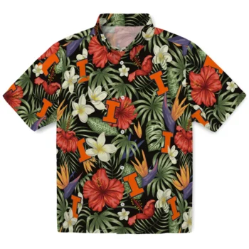 illinois fighting illini hibiscus bird hawaiian shirts best selling