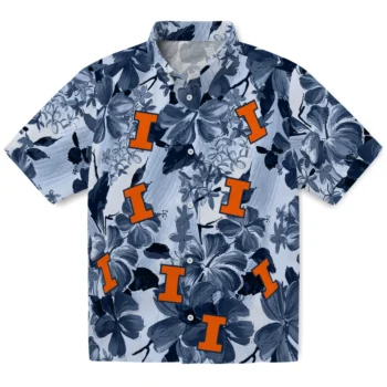 illinois fighting illini hibiscus arrangement blue hawaiian shirts best selling