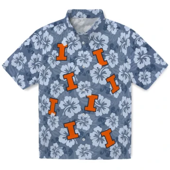 illinois fighting illini hibiscus cluster blue hawaiian shirts best selling