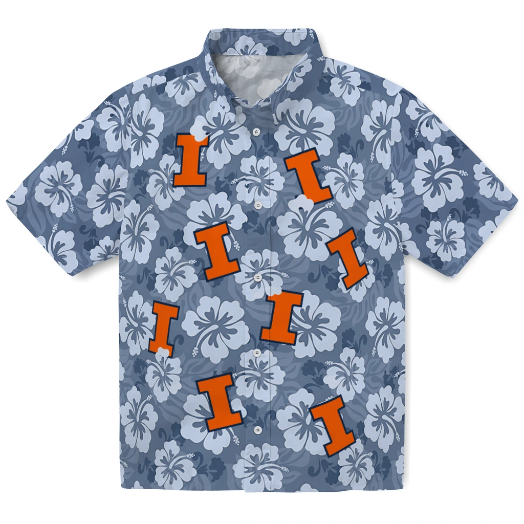 Illinois Fighting Illini Hawaiian Shirt - Hibiscus Cluster illinois fighting illini hibiscus cluster blue hawaiian shirts best selling