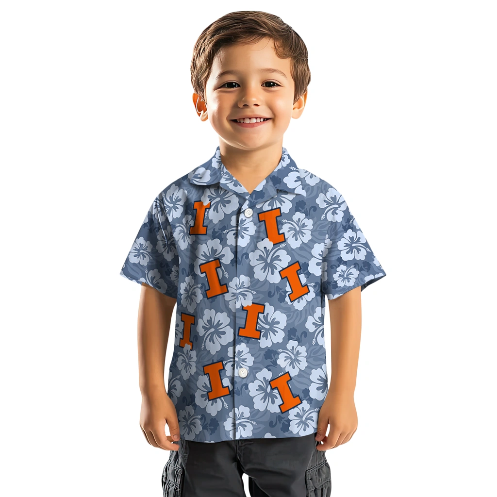 Illinois Fighting Illini Hawaiian Shirt - Hibiscus Cluster illinois fighting illini hibiscus cluster blue hawaiian shirts top rated