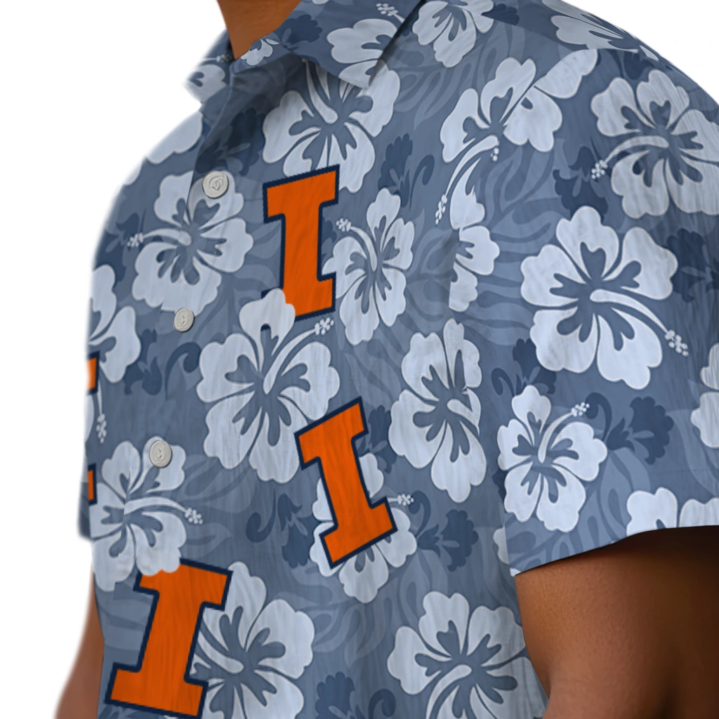 Illinois Fighting Illini Hawaiian Shirt - Hibiscus Cluster illinois fighting illini hibiscus cluster blue hawaiian shirts trendy