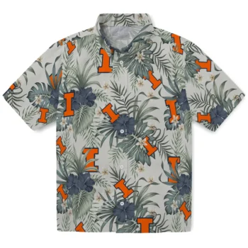 illinois fighting illini hibiscus designs beige hawaiian shirts best selling