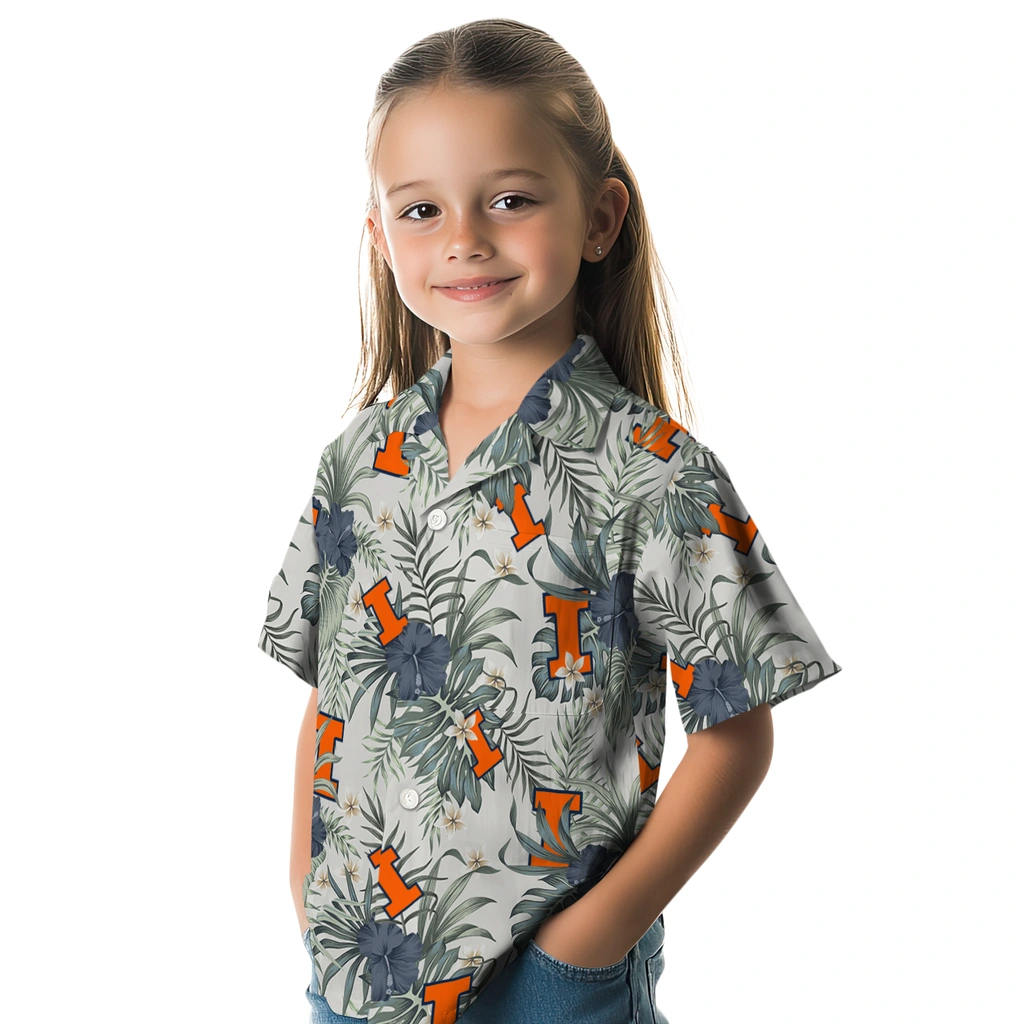 Illinois Fighting Illini Hawaiian Shirt - Hibiscus Designs illinois fighting illini hibiscus designs beige hawaiian shirts premium grade