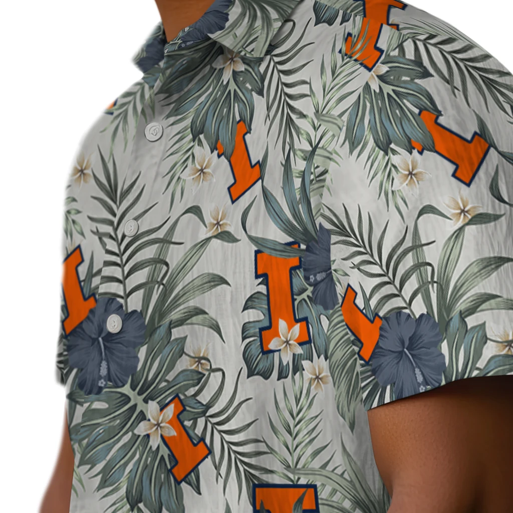 Illinois Fighting Illini Hawaiian Shirt - Hibiscus Designs illinois fighting illini hibiscus designs beige hawaiian shirts trendy