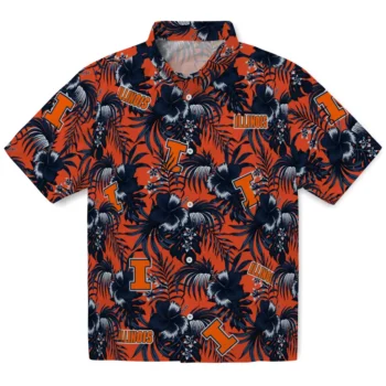 illinois fighting illini hibiscus exotic blue hawaiian shirts best selling