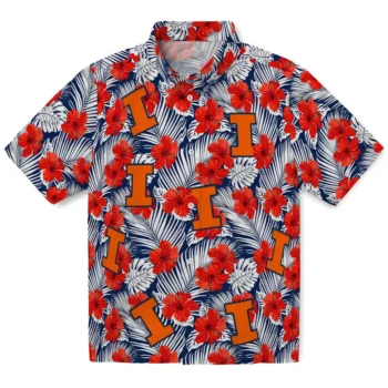 illinois fighting illini hibiscus fiesta red royal blue hawaiian shirts best selling