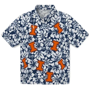 illinois fighting illini hibiscus motif blue white hawaiian shirts best selling